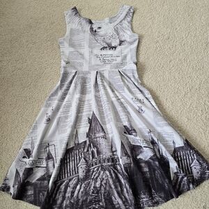 Harry Potter Hogwarts Print Skater Dress Hotdame Medium Fits Small